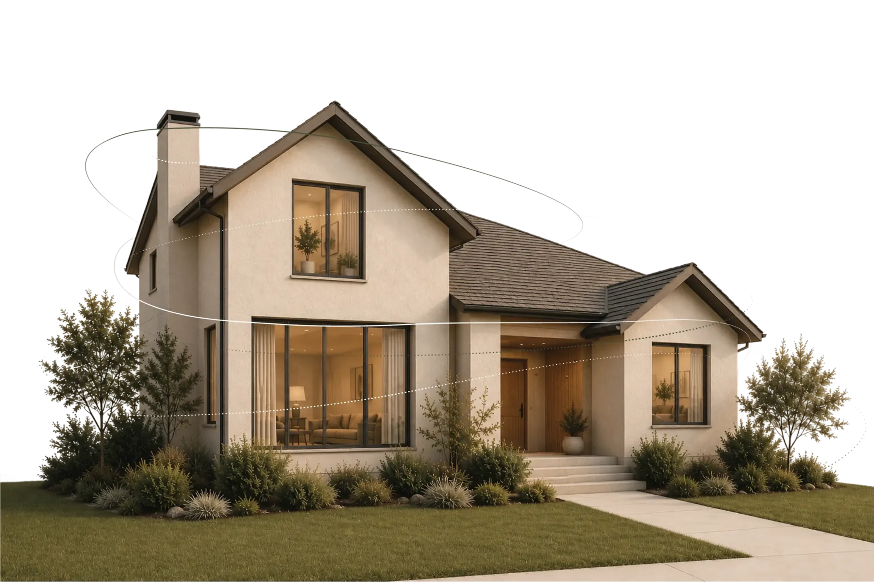 A warm, lived-in home in soft evening light